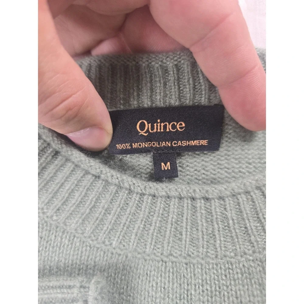 Quince Sweater Mens Medium Green 100% Mongolian Cashmere Crewneck Knit Pullover